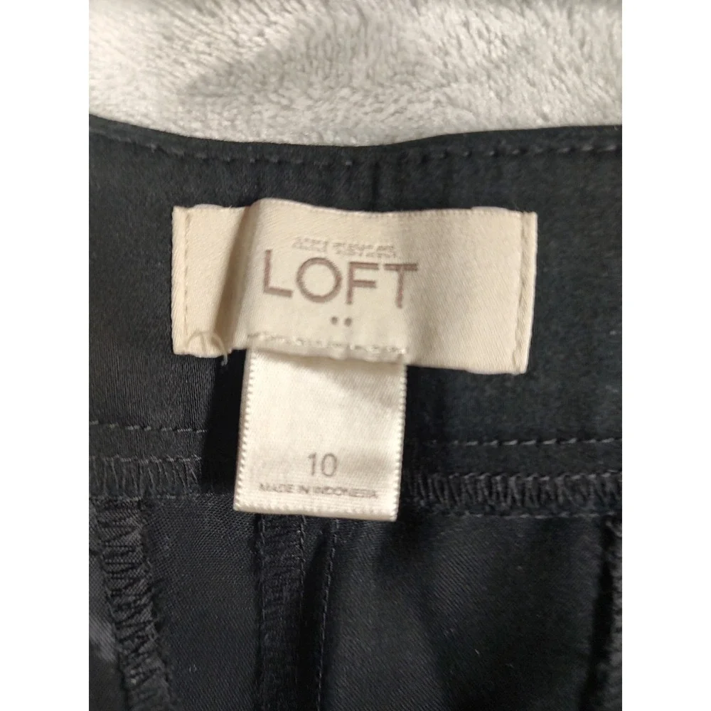 Loft Womens Black Cropped Straight Leg Career Trousers Pants Size 10‎ Stretch